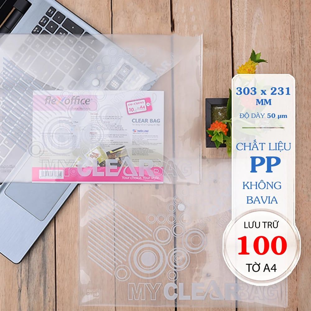 Combo 10 Bìa nút A4 Flexoffice có in FO CBF05(FO2434)