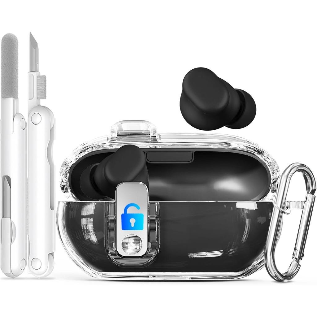 Ốp Khóa An Toàn Cho Beats Solo Buds, Ốp Lưng Ekoonpft Clear Với Bộ Dụng Cụ Làm Sạch 3 Trong 1, Móc K