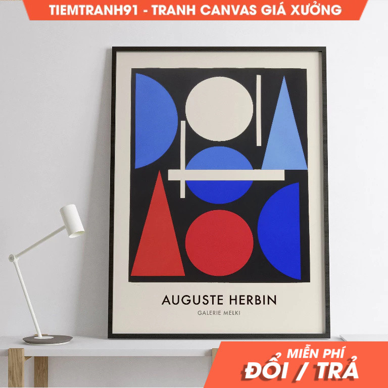 Tranh treo tường, Exhibition Abstract Geometric Graphic Poster, Abstract Art, Retro Wall Art, tặng k