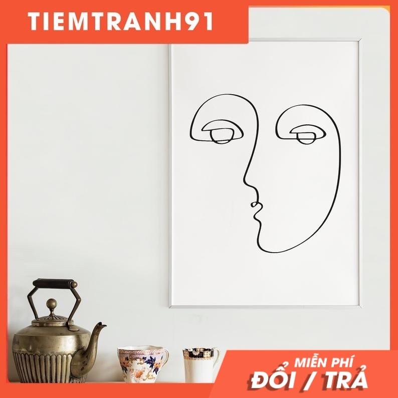 Tranh treo tường | Tranh Minimal Line Drawing Face, One Line Female Figure, One Line Abstract