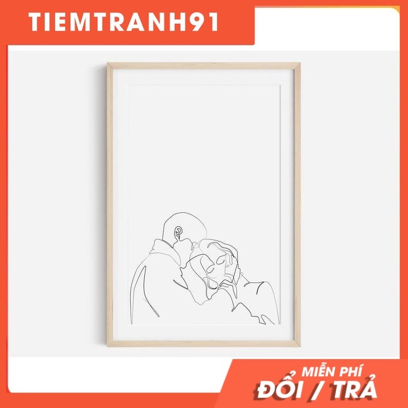 Tranh treo tường | Line art-Line Art Couple Print, Abstract Art 68 , tranh canvas giá rẻ