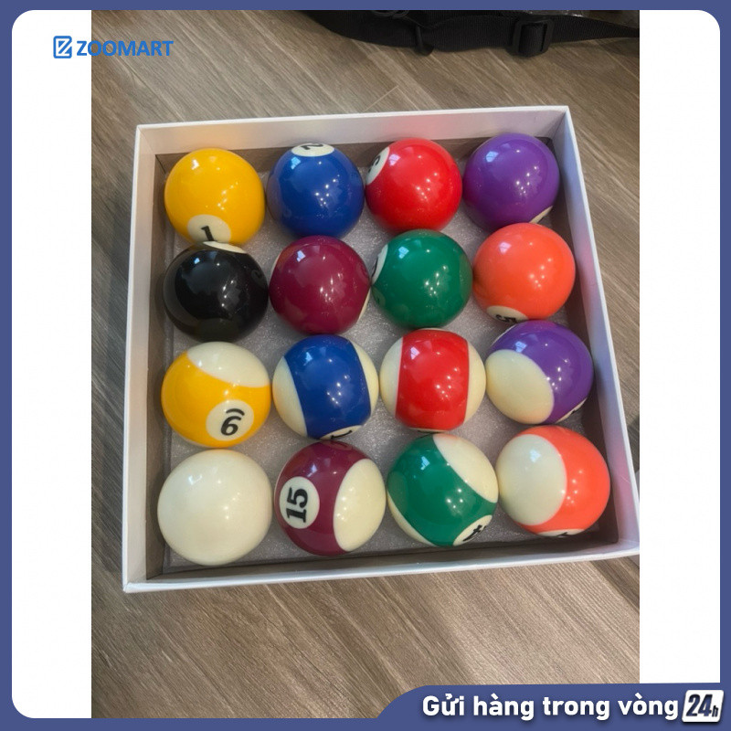 Bộ 16 bóng bi a mini 25mm bằng nhựa dạy trẻ chơi bida 25mm, Bóng nhựa, Độ tròn cao, Đồ chơi trẻ em