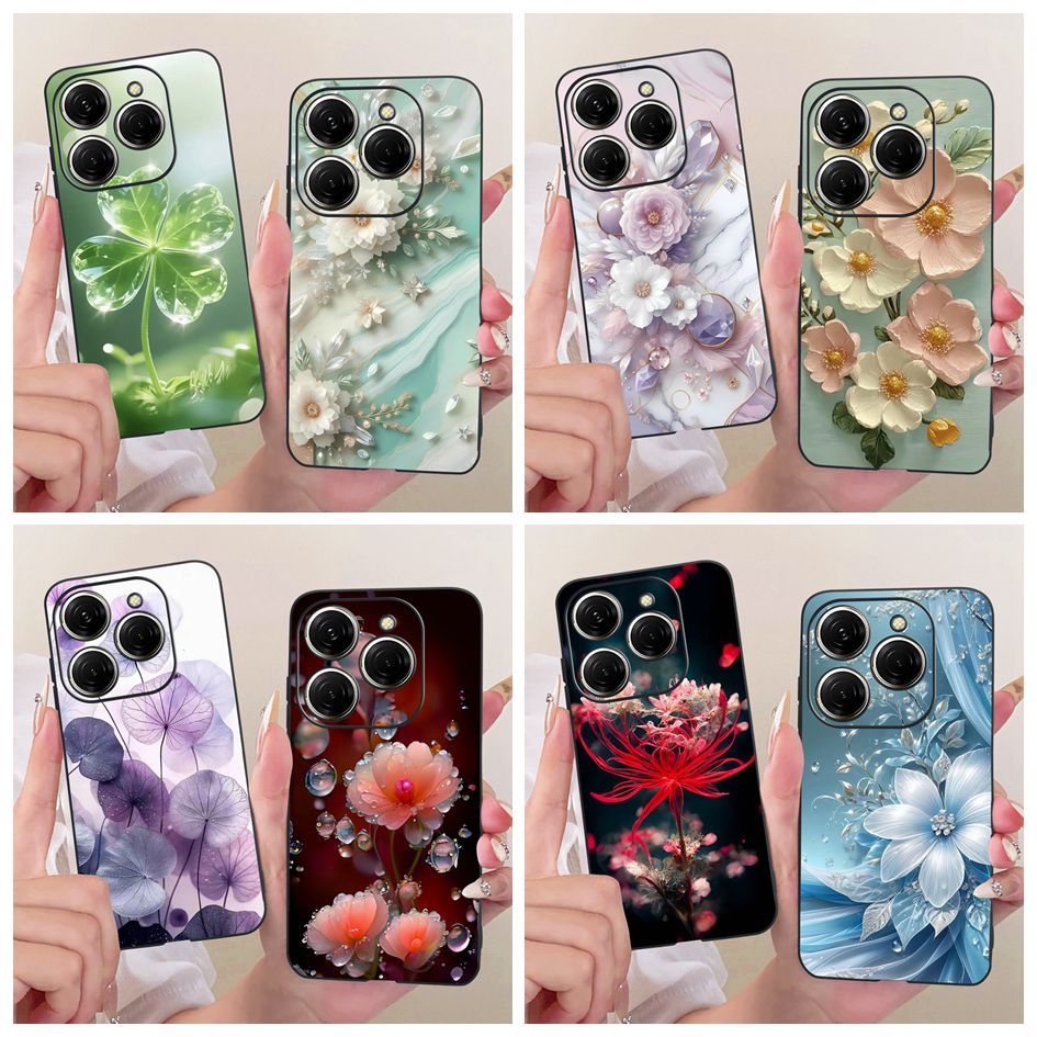 Dành Cho Tecno Spark 20 Pro KJ6 Vỏ Hoa Thời Trang Mới Mềm Silicone TPU Dành Cho Tecno Spark 20 Pro P