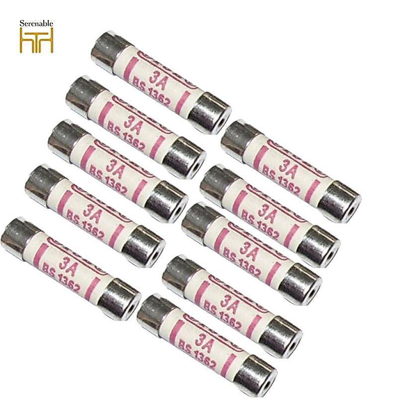 10 Miếng Cầu Chì Gốm Cầu Chì Ống BS1362 3A 6x25mm Linh Kiện Điện Tử