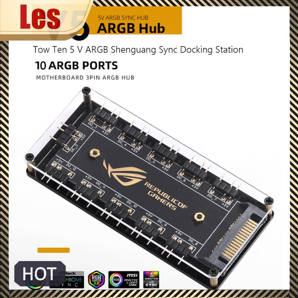 RGB Fan Hub ARGB Cable Splitter Hub Adapter Phụ kiện máy tính để bàn 10 trong 1