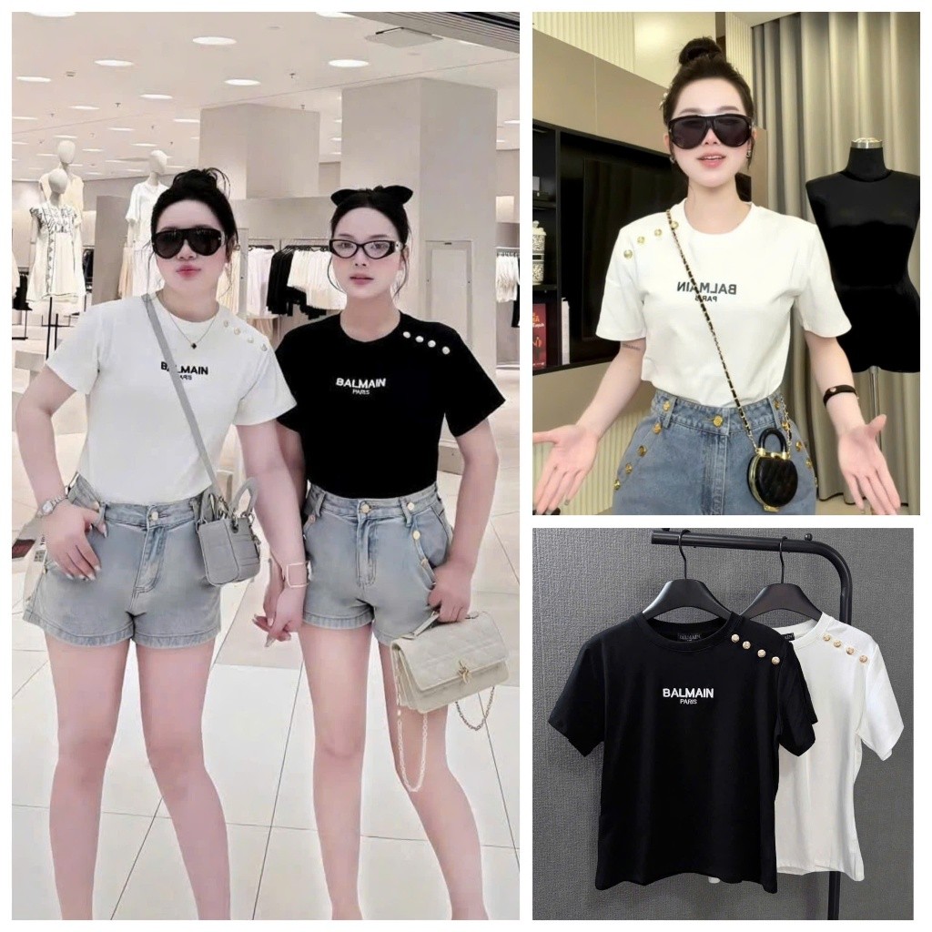 [Follow shop nhận mã 10k] Áo thun cộc tay cổ tròn chữ cúc vai Meo Meo Shop AP1048
