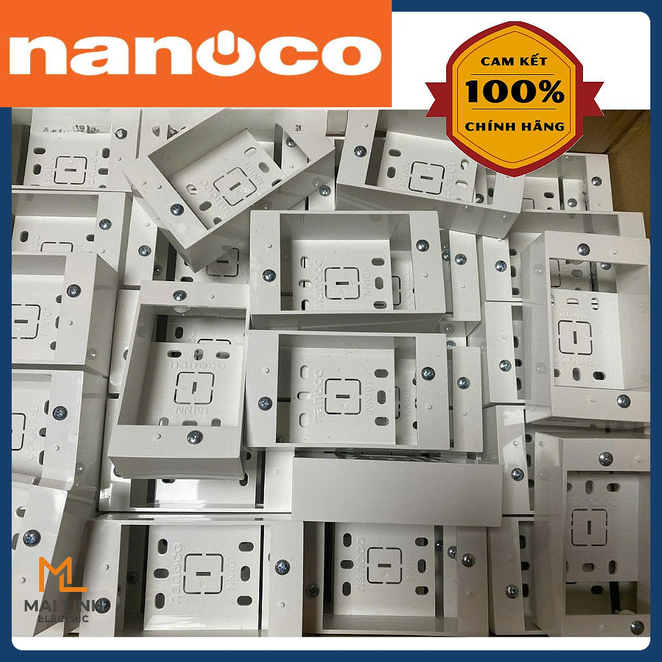 (Chính Hãng Nanoco) Hộp Đế nổi đơn đa năng vít xéo dùng cho mặt công tắc ổ cắm - Model:NN101F/NN101W