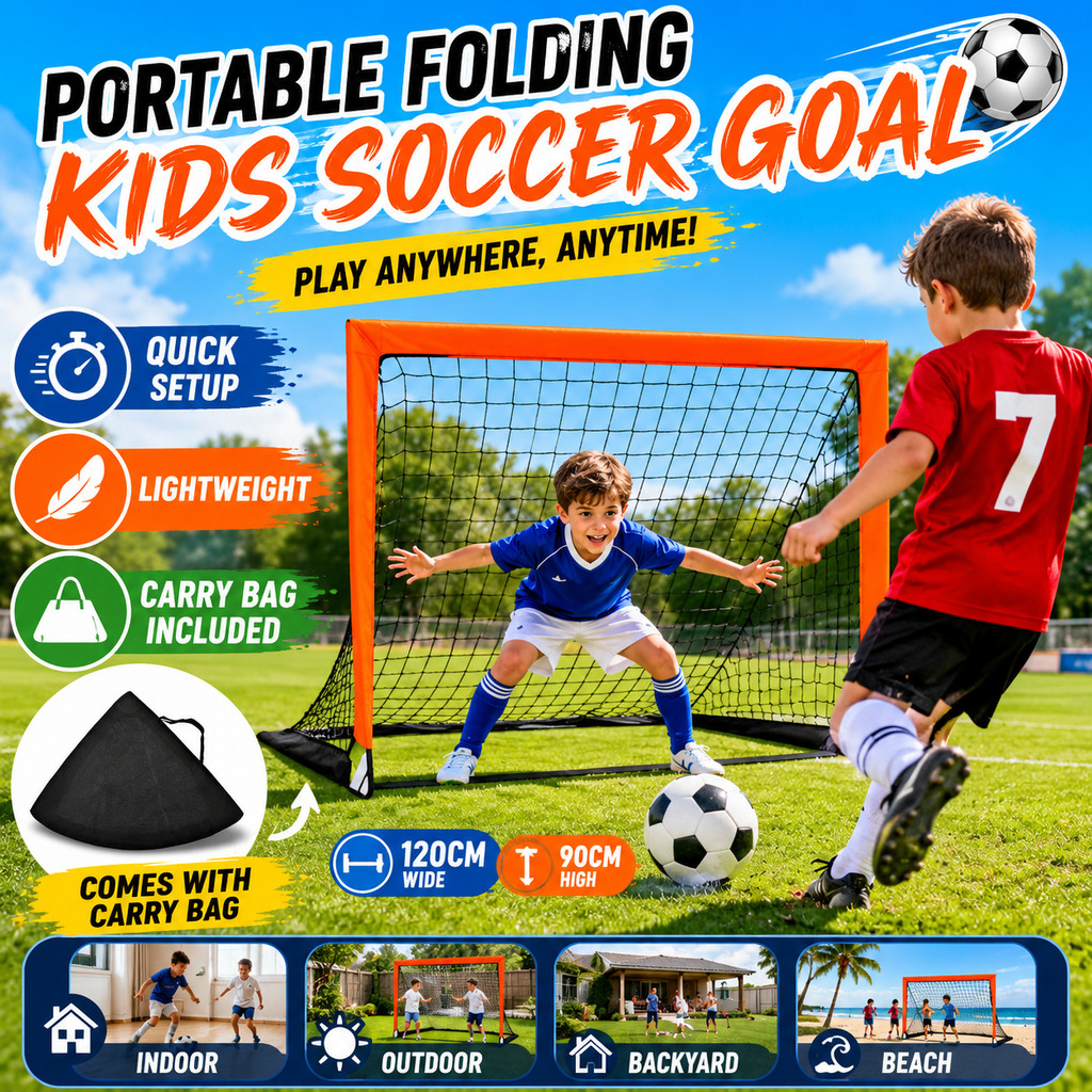 Khung Thành Bóng Đá Gấp Gọn Cho Bé Portable Soccer Goal Mini Football Goal Kèm Túi Đựng Tập Luyện Ng
