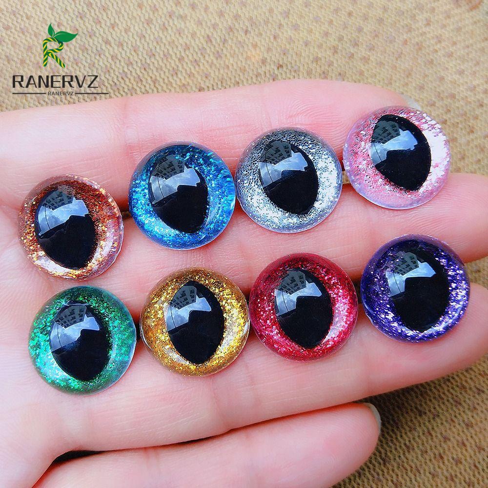 RANERVZ Mắt An Toàn Cho Amigurumi, Mắt Thú Nhồi Bông Mắt Mèo Mắt An Toàn Cho Móc, 3D Tự Làm Lấp Lánh