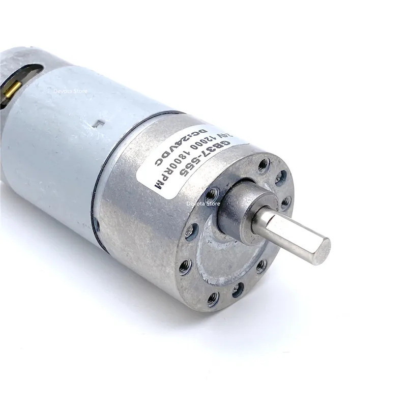 37GB-550 / 555 DC Gear Motor 6V 12V 24V Bánh răng toàn kim loại Tốc độ thấp 2RPM-1800RPM Động cơ mô 