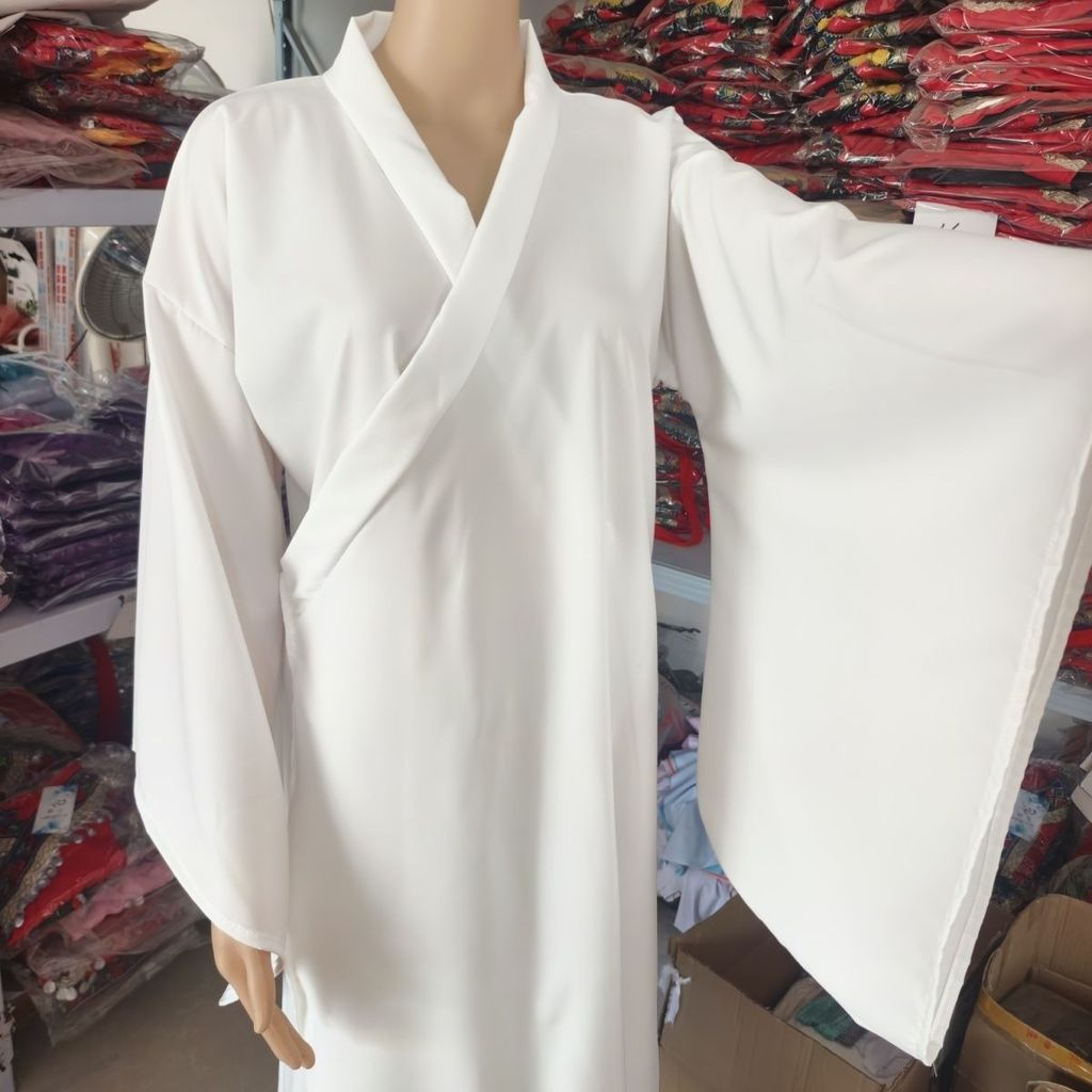 Hanfu Giữa Quần Áo Sản Xuất Tại Ming Cổ Tròn Đạo Sĩ Áo Lót Thẳng Đáy Nam Nữ Cổ Chữ Thập Trắng Đạo Sĩ