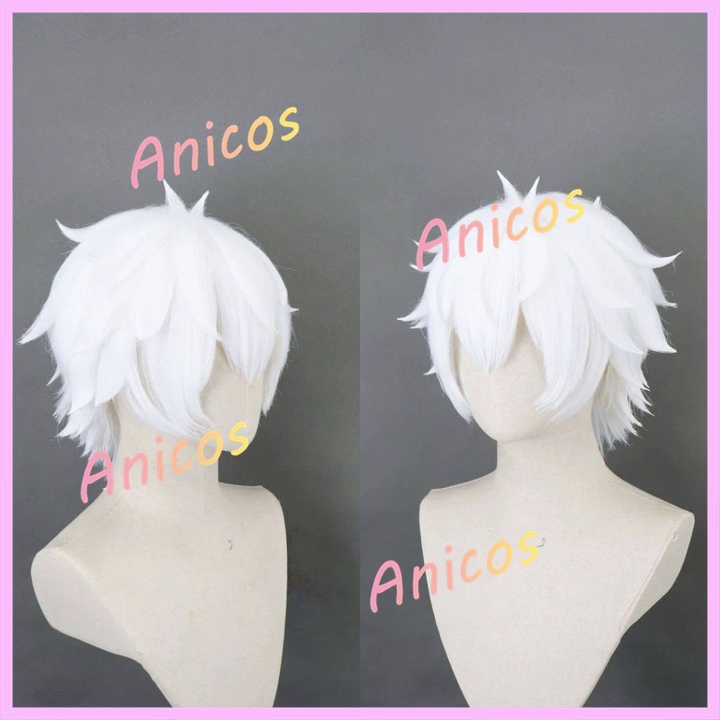 Re: Zero Regulus Cosplay Tóc Giả Ngắn Trắng Tổng Hợp Tóc Giả