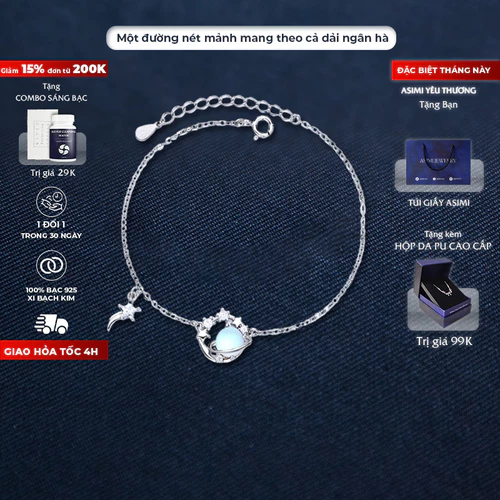 Lắc tay bạc Ý S925 Moonstore Universe Asimi Universe Line LT25