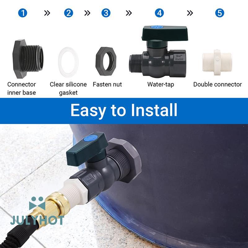 COOL PVC Rain Barrel Diverter Kit 3 / 4 Inch Rain Barrel Valve Rain Barrel Spigot Kit Với Bộ chuyển 