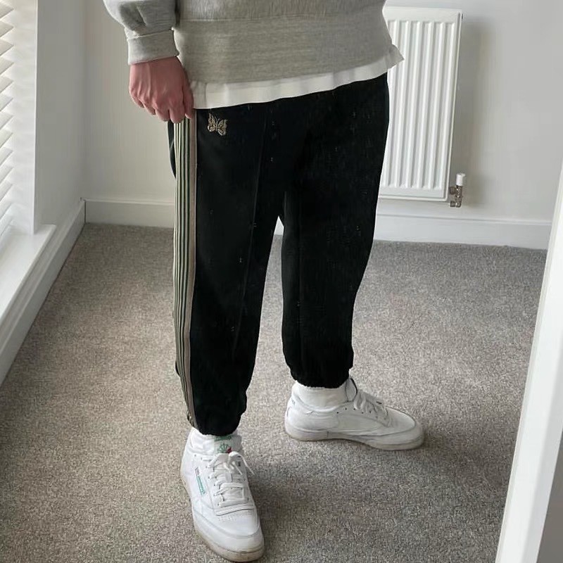 V7PR NEEDLES TRACK Butterfly Embroidery Zipper Jogger Pants for Men and Women, Japanese Style Sports