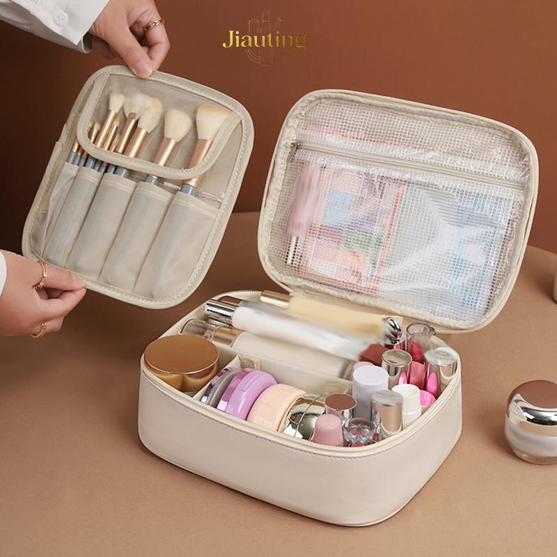 Jiauting 3 Trong 1 Túi Đựng Trang Điểm PU Di Động Dung Tích Lớn Giặt Đa Năng Túi Đựng Mỹ Phẩm Chia T