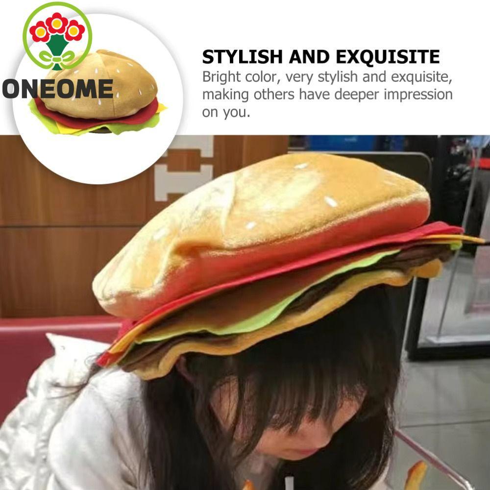 Mũ đội đầu ONEOME Burger, Mũ Burger trang trí thoải mái sáng tạo, Ấm áp dễ thương mềm mại ngộ nghĩnh