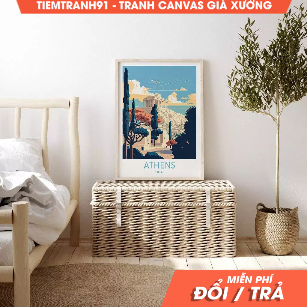 Tranh treo tường, Athens Greece, Athens Parthenon Travel Art Wall Decor, Parthenon Greece, tặng kèm 