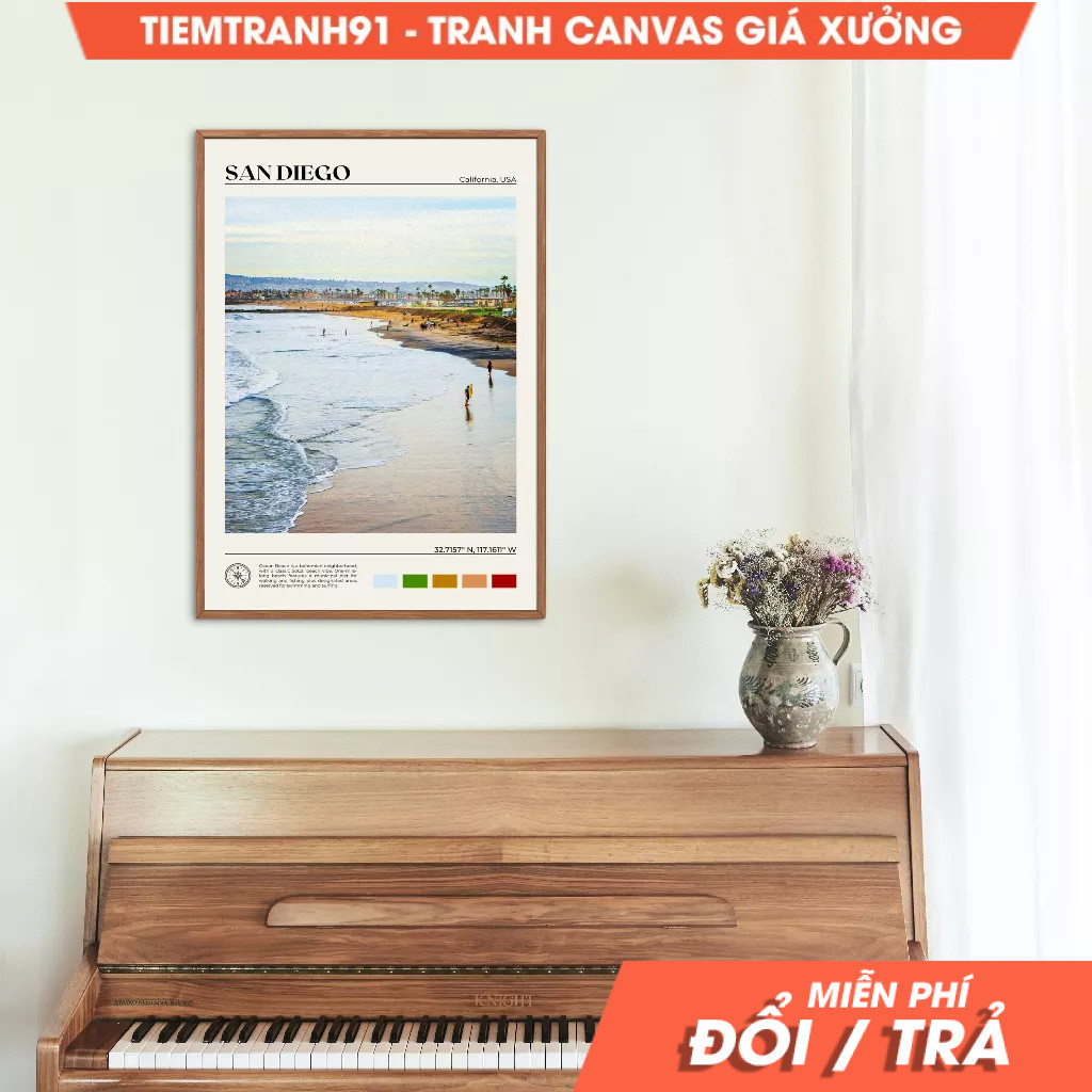 Tranh treo tường, Oil Paint, San Diego Wall Art, San Diego Poster, San Diego Photo, California Poste