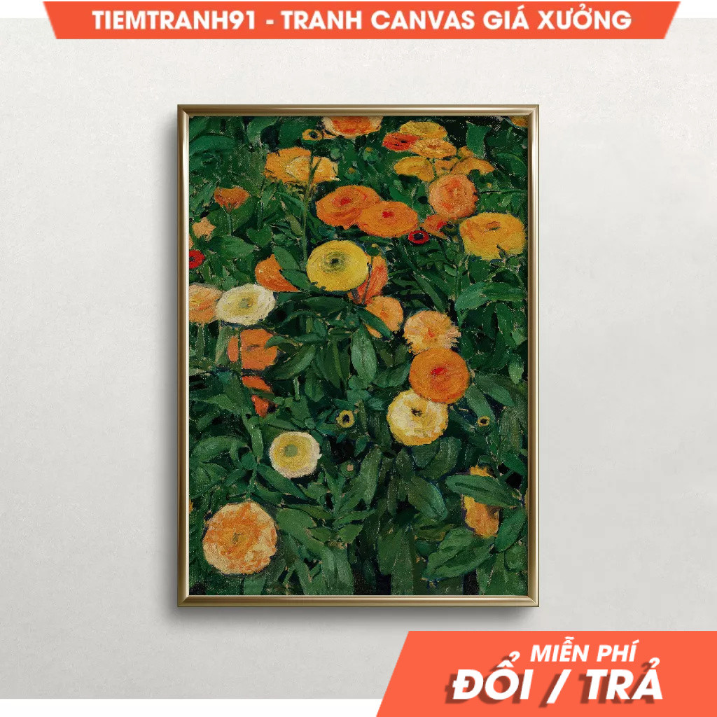 Tranh treo tường, Marigolds Wall Art, Flowers Wall Art, Vintage Wall Art, Antique Wall Decor, tặng k