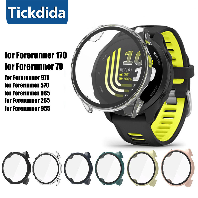 Kính Cường Lực + Ốp Lưng Cho Garmin Forerunner 170 70 970 47mm 570 42mm 965 265 Khung Bảo Vệ Màn Hìn