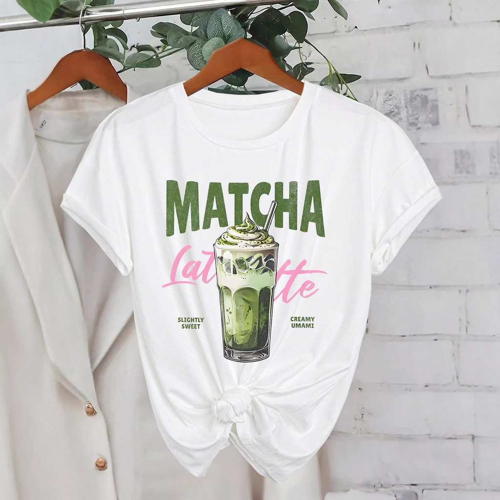 [Hàng có sẵn Giao hàng trong ngày] Áo thun in hình Matcha Latte Matcha Latte bán chạy dành cho nữ cổ