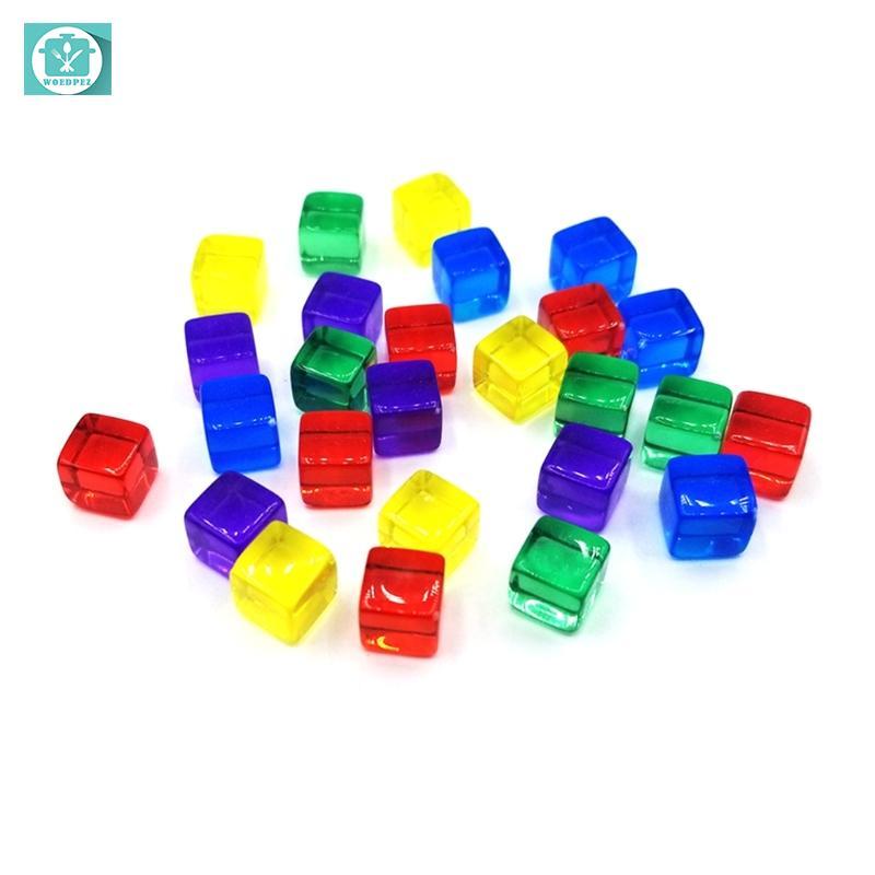Woedpez 200 Bộ Sáu Mặt Acrylic Dices Vuông Góc Trống Dices Rõ Ràng Board Game Khắc Nhiều Màu Sắc Dic
