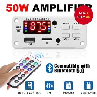 Bộ khuếch đại 2 * 25W 50W DC 6-12V MP3 Bộ giải mã Bluetooth 5.0 12V Máy nghe nhạc MP3 trên ô tô USB FM Ghi âm cuộc gọi Hỗ trợ Thư mục chuyển đổi