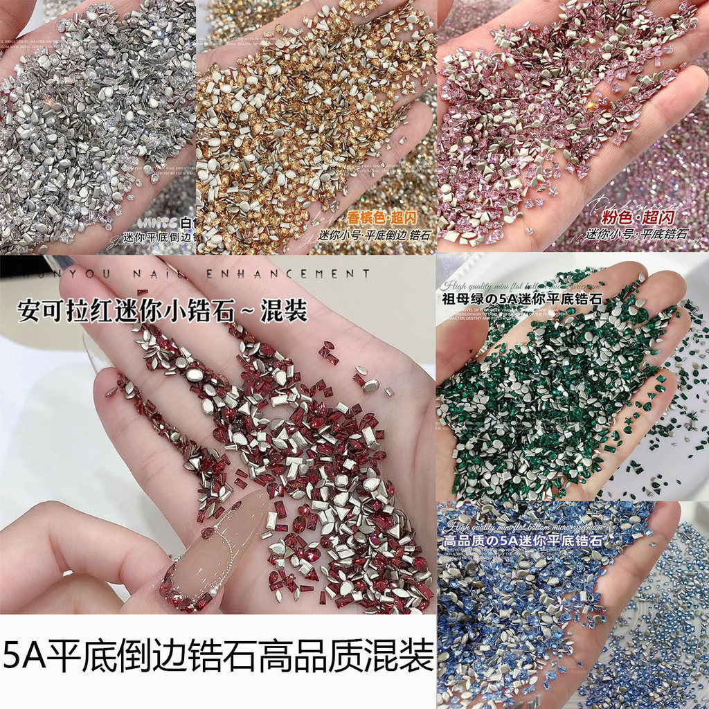 Phụ kiện làm móng tay Influencer Diamond Lake Blue 5A Mini Flat Bottom Chamfered Zircon Diamond Whit