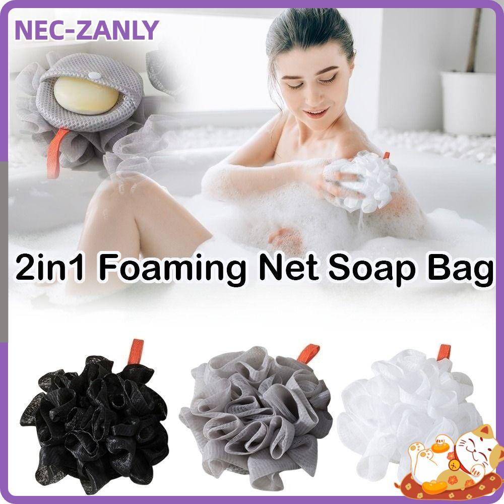 Túi đựng xà phòng tạo bọt NEC-ZANLY 2in1, Túi lưới xốp xà phòng dày xốp, tạo bọt tắm tẩy tế bào chết