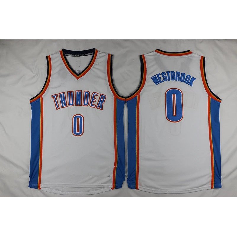 Đội Sấm Không. 0 Vespa Brook Jersey Vải Mới Westbrook Jersey Áo Vest Thêu Áo Bóng Rổ Trắng