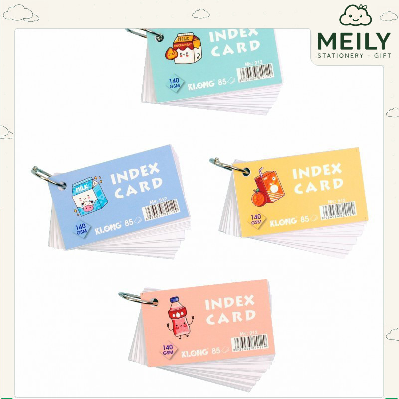 Tập thẻ Index Card A7 giấy dày học ngoại ngữ KLong MS912/ MS913 VPP KLONG