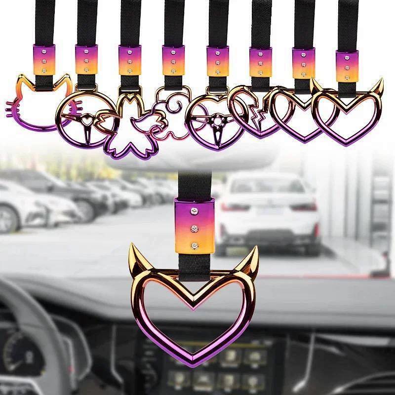 JDM Car Bus Decoration Pull Ring Ornaments Car Horn Love Handle Modified Car Tail Color Ornaments Nq