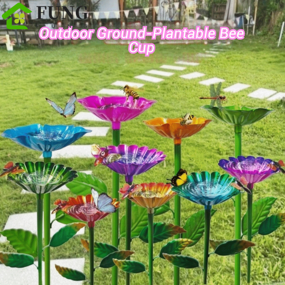 FUNG Bee Water Feeder, Iron Garden Stake Bee Butterfly Water Dispenser, Thiết kế hoa bền bỉ Trạm tướ