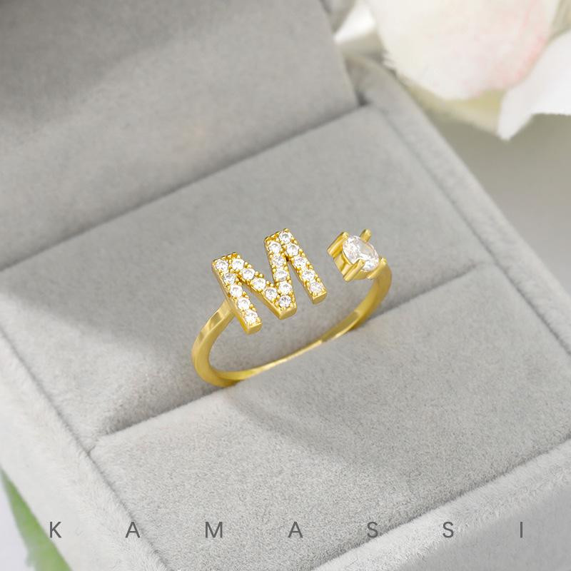 [Xu hướng ngay] Nhẫn chữ cái ban đầu Zircon có thể điều chỉnh KAMASSI dành cho nữ Best JZ529