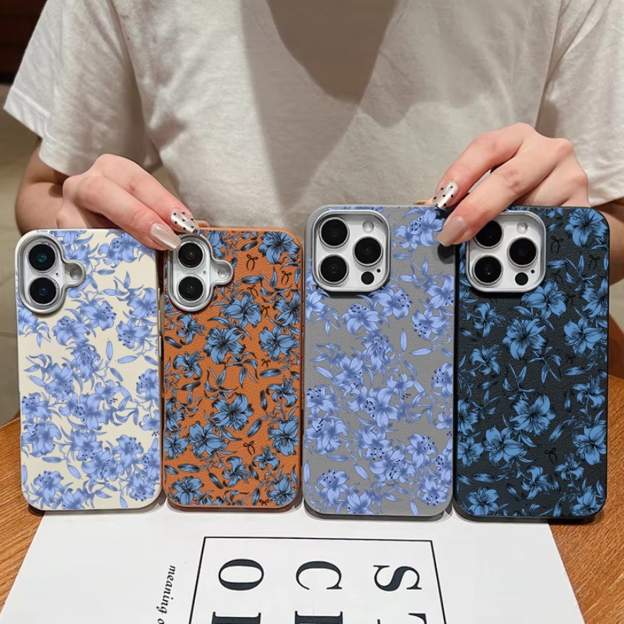 Ốp Da PU Hoa Xanh Retro Hoa Cho Xiaomi 17 Pro Max 15T Pro poco M8 5G F8 Pro F8 Ultra M7 Plus C85 4G 