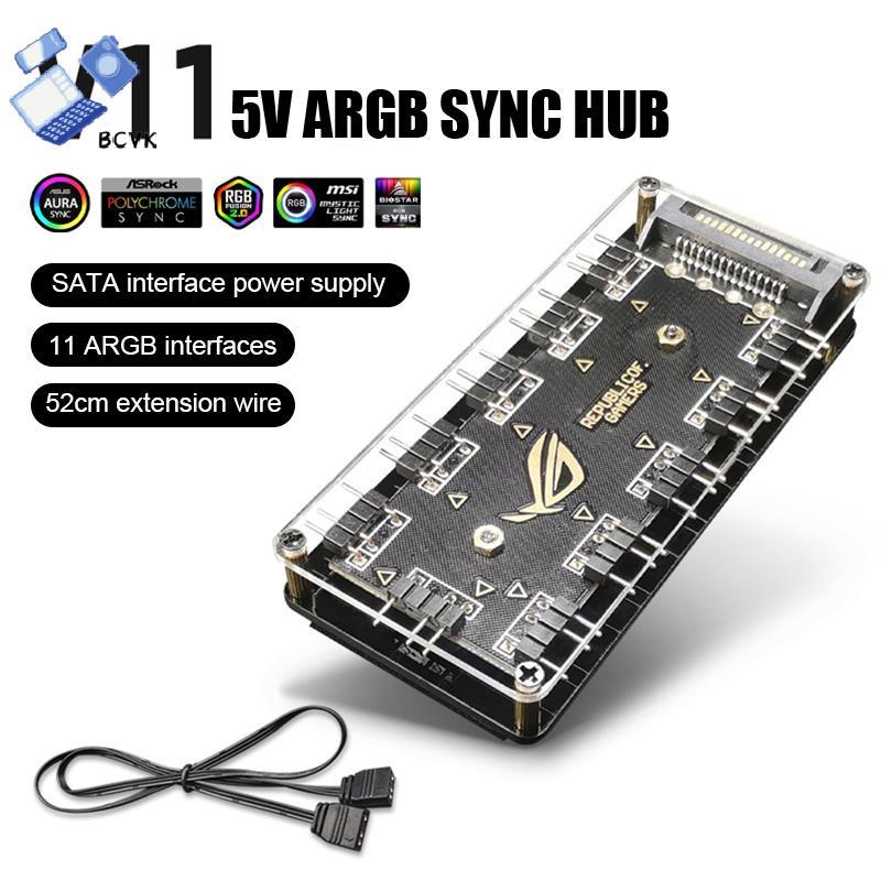 [BCVK] Quạt làm mát PC ARGB HUB 1 đến 11 5V 3Pin LED Strip Light HUB Adapter SATA Power ARGB Fan Spl