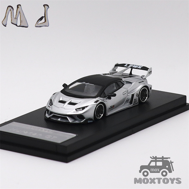 MJ Model 1: 64 Huracan LP610 GT LB-Silhouette Works Repeat Silver Diecast Model Car