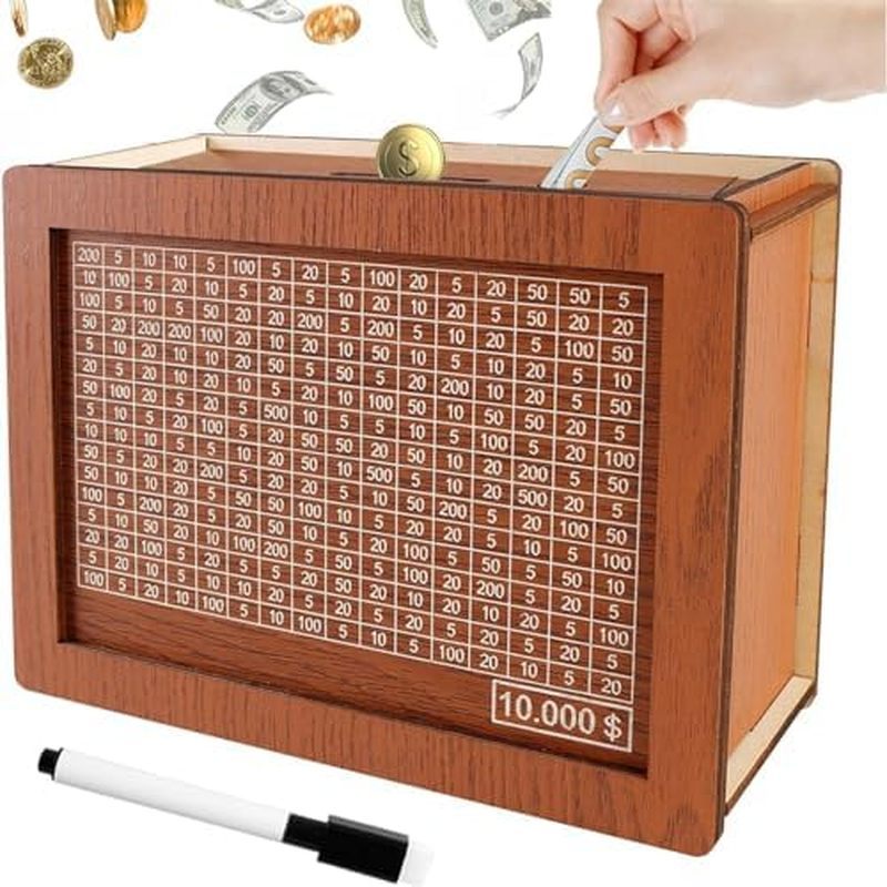 Easy Vault, Money and Saving for of Goal (Nâu) Piggy Cash kèm hộp quà tặng Người lớn, để tiết kiệm H