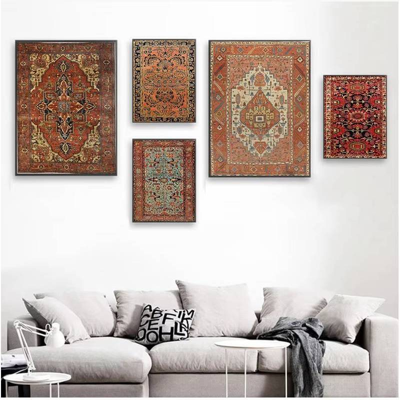Oriental Rugs Pattern Vintage Posters and Prints Antique Persian Carpets Retro Wall Art Canvas Paint