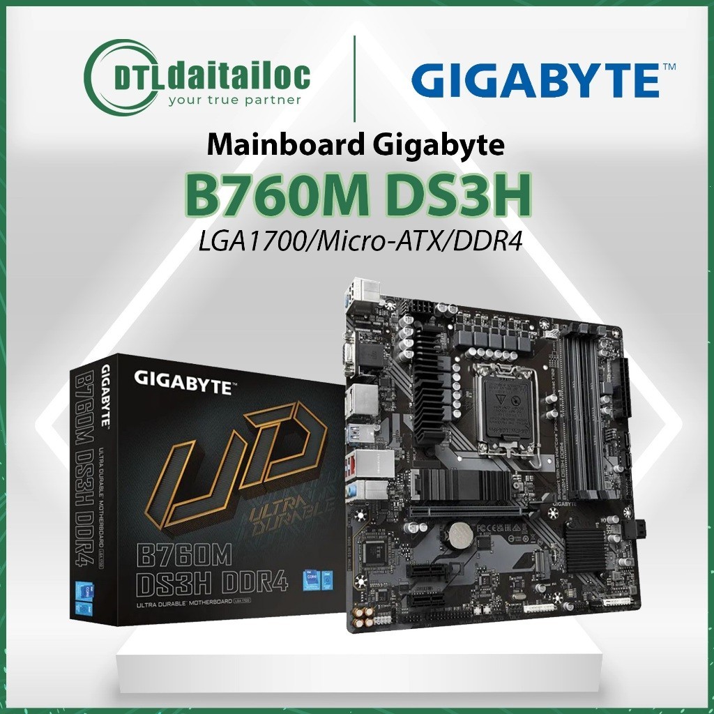 Mainboard Bo Mạch Chủ Gigabyte B760M DS3H AX LAG 1700 DDR5 | Hàng Chính Hãng | Bảo Hành 36 Tháng