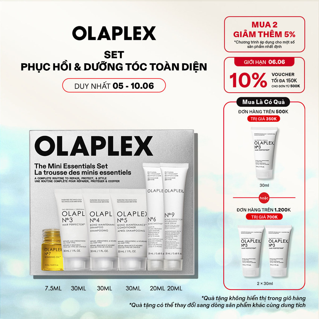 Bộ Mini Phục Hồi & Dưỡng Tóc Toàn Diện OLAPLEX 2025 No.3 - No.4 - No.5 - No.6 - No.7 - No.9