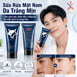 JUELREOU-Sữa rửa mặt dành cho nam / Sữa rửa mặt dưỡng ẩm và làm trắng da dành cho nam / Sữa rửa mặt tạo bọt làm sạch sâu