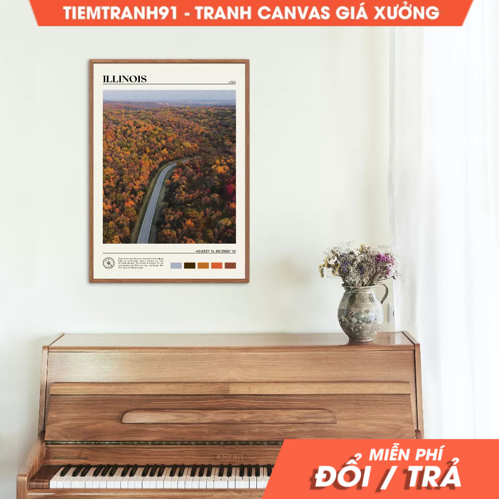Tranh treo tường, Oil Paint, Illinois Wall Art, Illinois Poster, Illinois Photo, Illinois Wall Decor