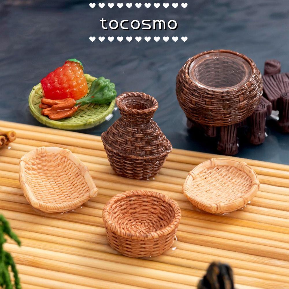 TOCOSMO 2 Chiếc Nội Thất Thu Nhỏ Nhà Búp Bê, Ghế Tre Mini 2-4cm, Nhựa Đa Kiểu Nhà Búp Bê Mô Phỏng Tr