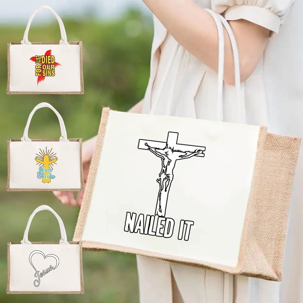 Print Burlap Tote Bags Personalized Bridal Party Gifts Sundries Storage Bag Canvas Jute Tote Shopper