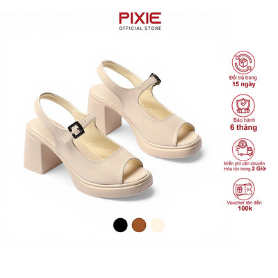 Giày Sandal Nữ Cao Gót 7cm Đế Đúp Hở Mũi Thời Trang Êm Chân Pixie H453