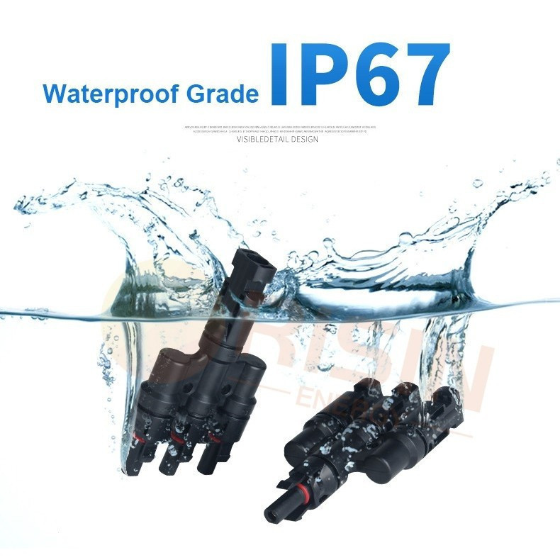 Đầu nối năng lượng mặt trời Risin 3 chân T Branch PV Connector MC4 DC Connector IP67