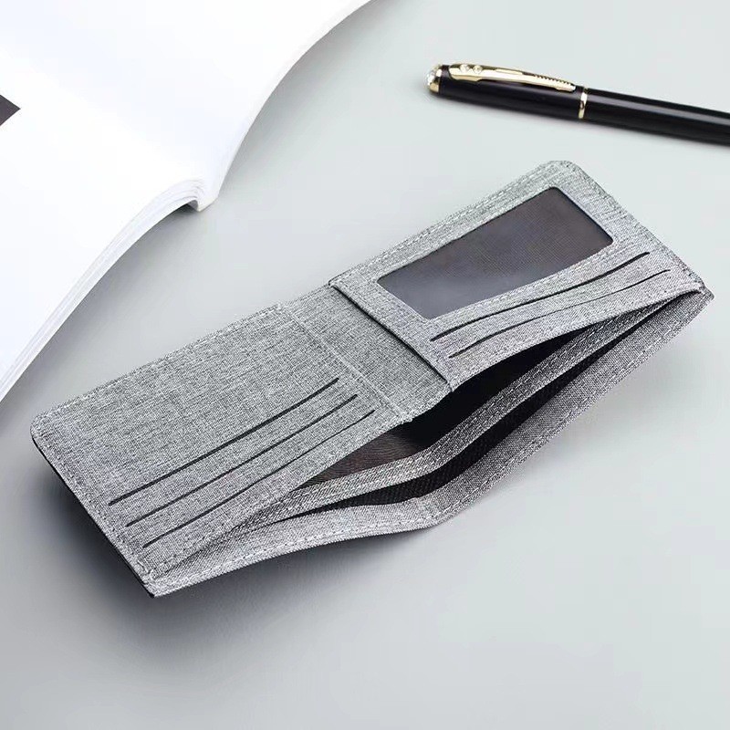 Ví dây kéo siêu mỏng bằng vải Canvas Ví nam Ví ngắn