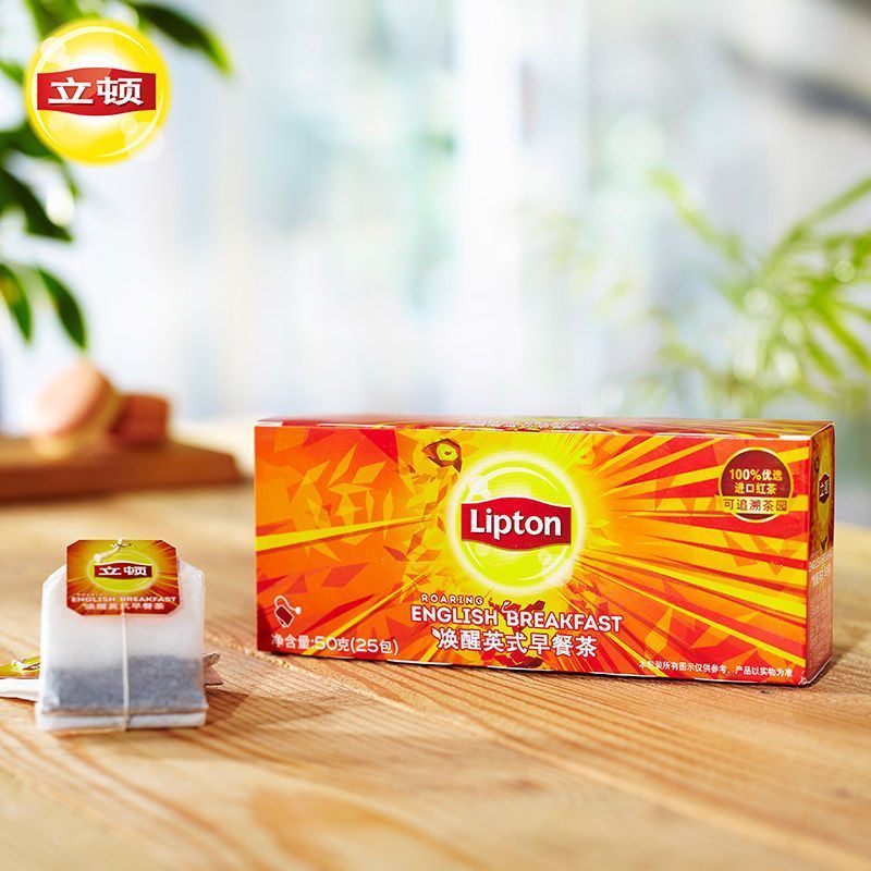 [Lipton] Túi trà đen Lipton Trẻ hóa bữa sáng bằng tiếng Anh Trà pha trà Túi pha 25 túi / Hộp 50g 6.7